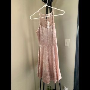 <Charming Charlie> Pink Velvet and Lace Dress NWT